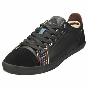 PAUL SMITH VESTRI LEATHER STRIPED PLIMSOLLS IN BLACK